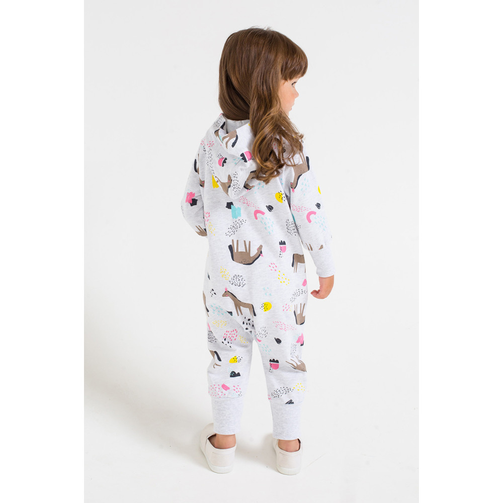 Комбинезон из футера с капюшоном "Волшебные лошадки"