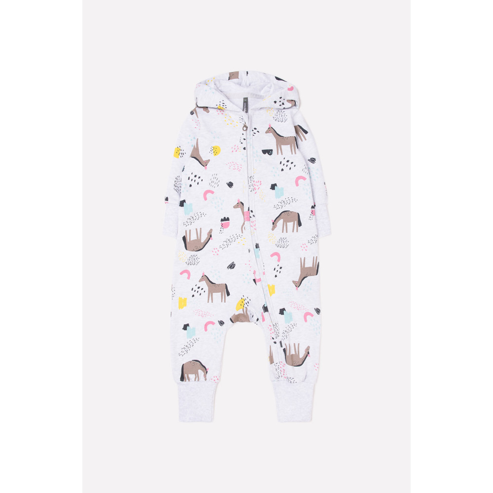 Комбинезон из футера с капюшоном "Волшебные лошадки"