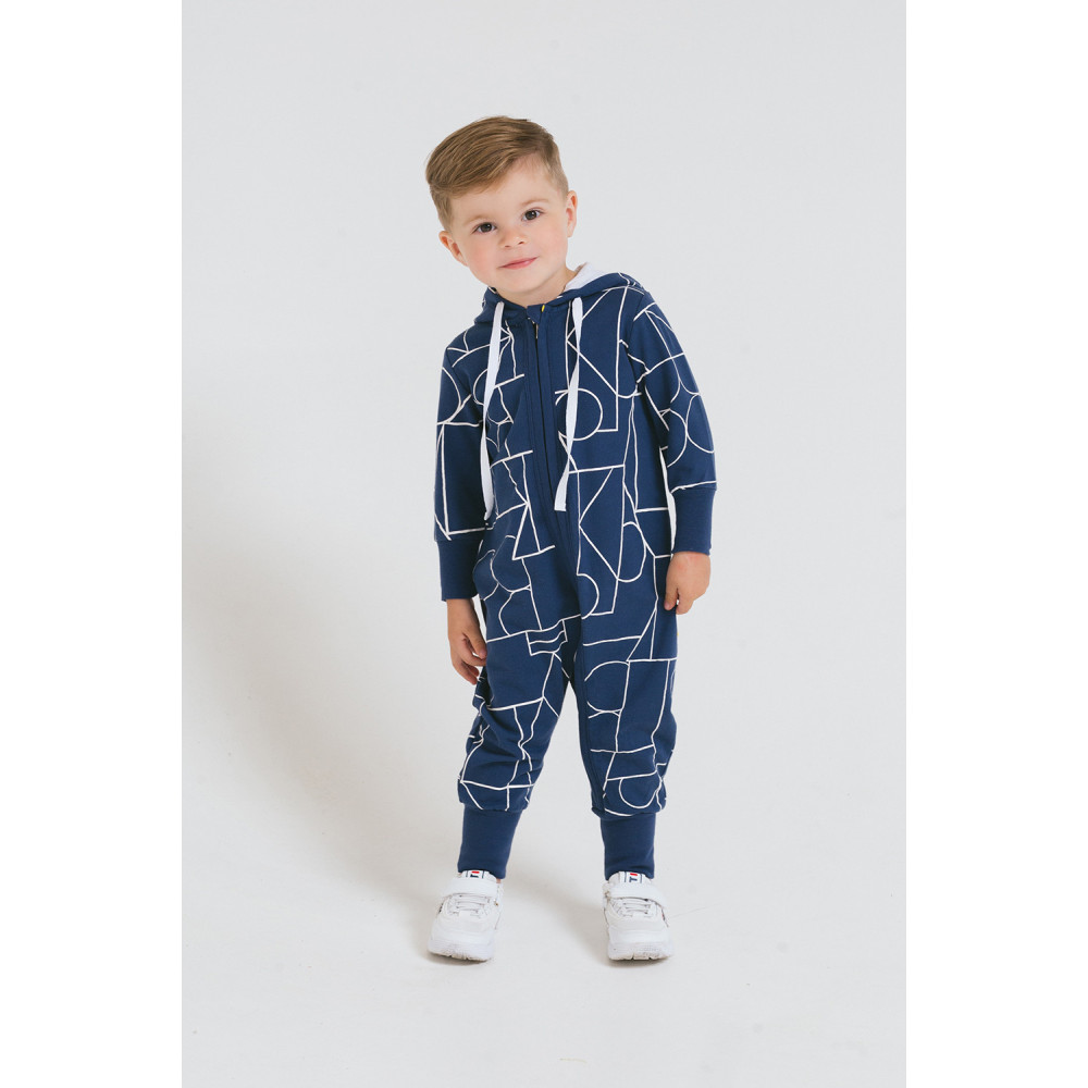 Комбинезон из футера с капюшоном "Геометрические фигуры"
