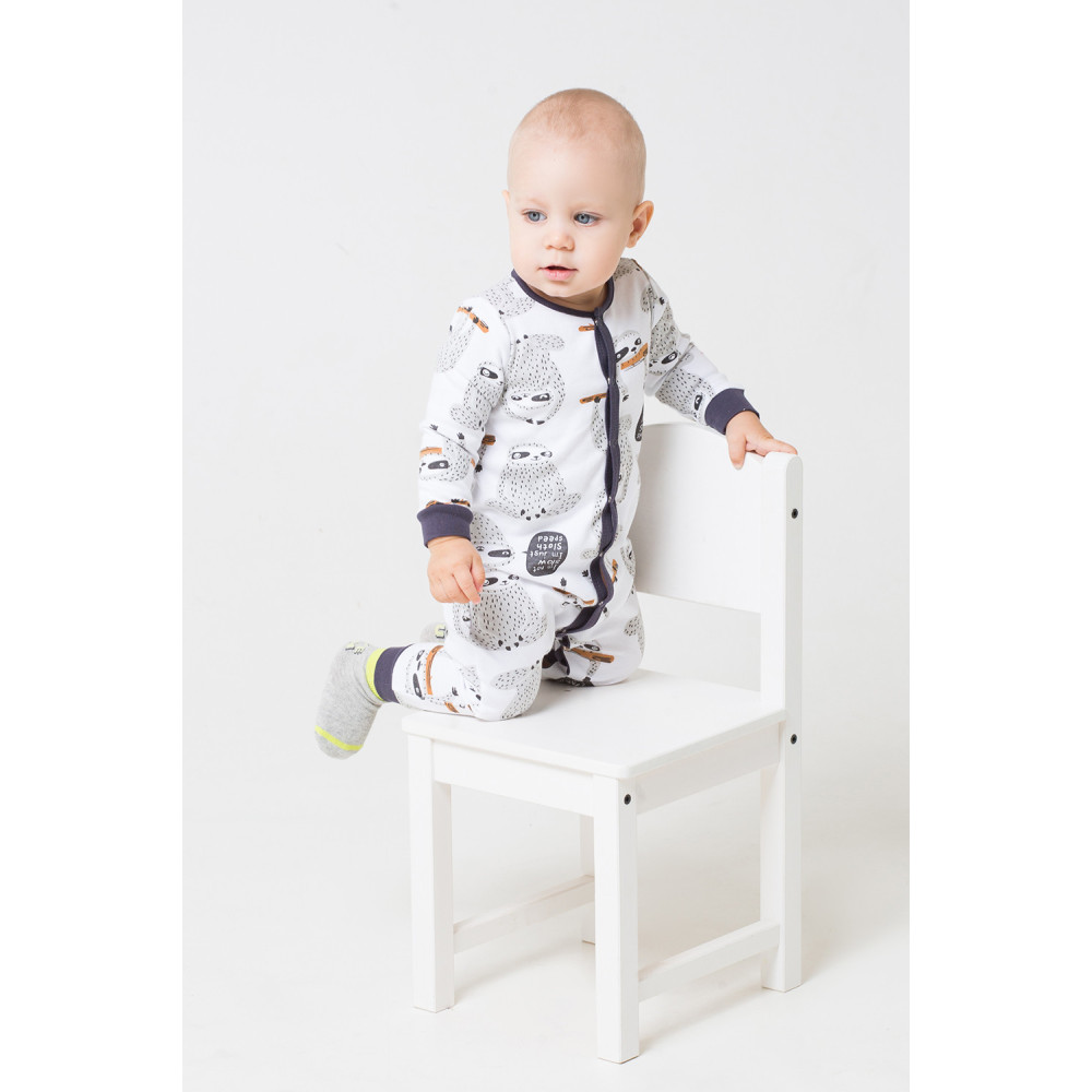 Комбинезон на кнопочках "Ленивцы", Белый