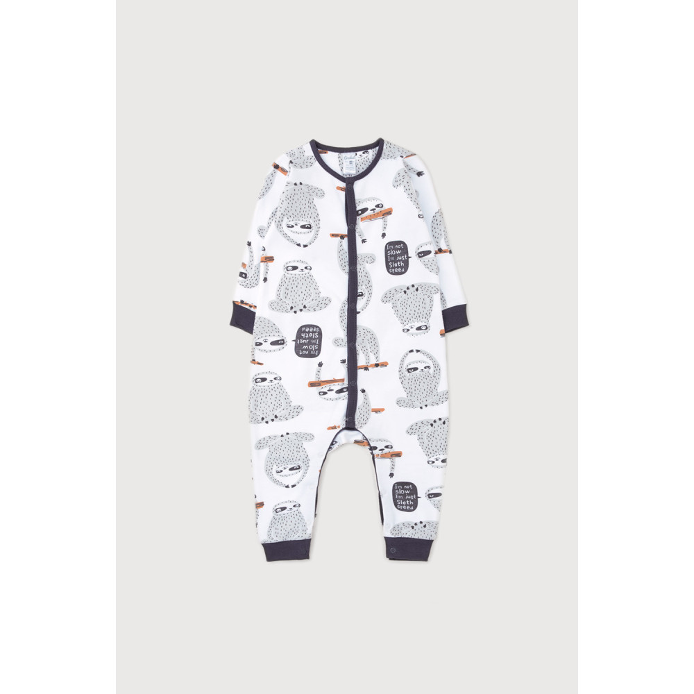 Комбинезон на кнопочках "Ленивцы", Белый