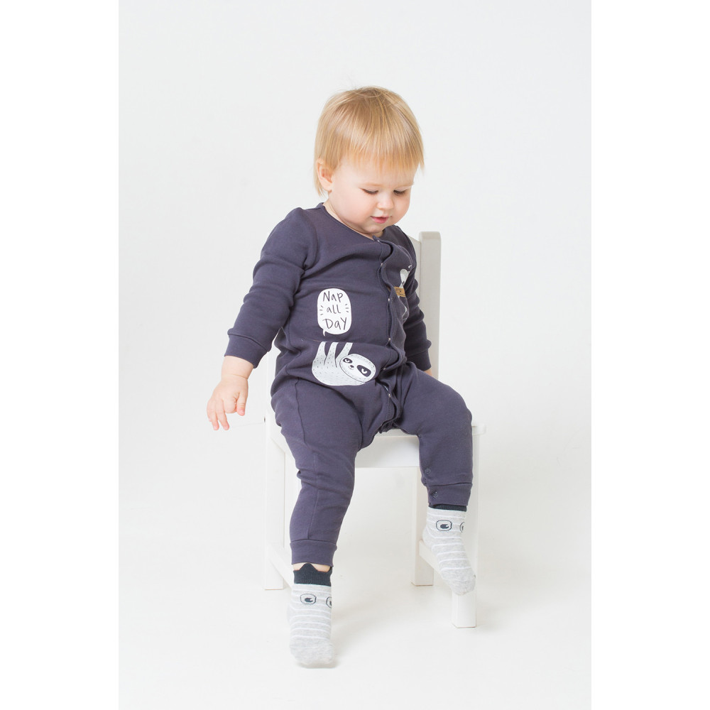 Комбинезон на кнопочках "Ленивцы", Темно-серый