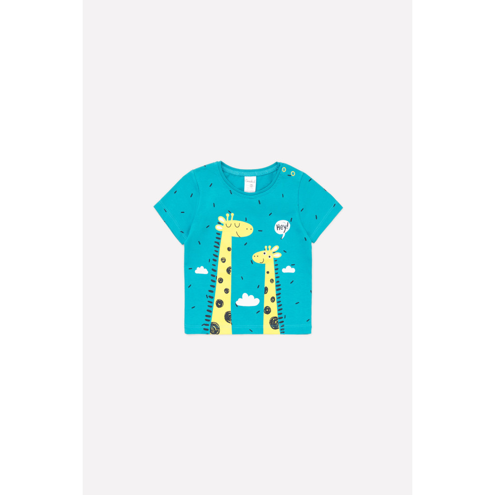 Футболка изумрудно-бирюзовая  "Жирафы"