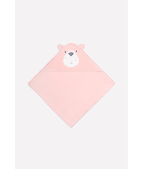 Полотенце с уголком детское "Мишка", Розовый