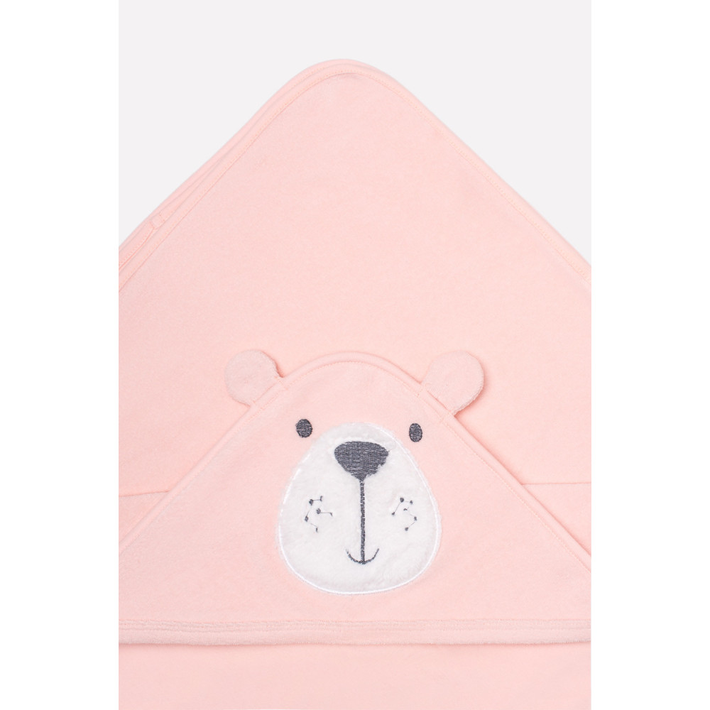 Полотенце с уголком детское "Мишка", Розовый