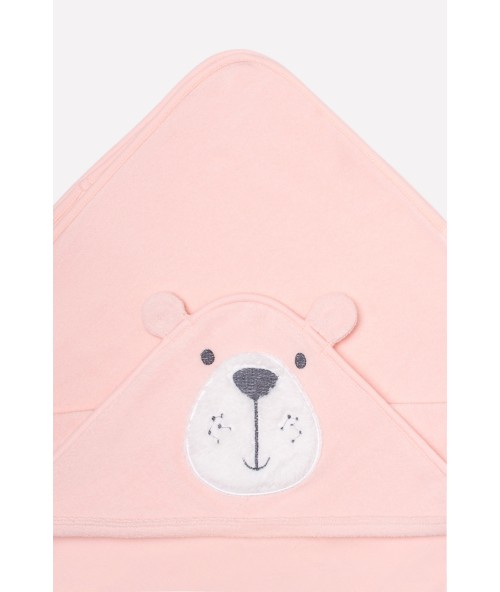 Полотенце с уголком детское "Мишка", Розовый