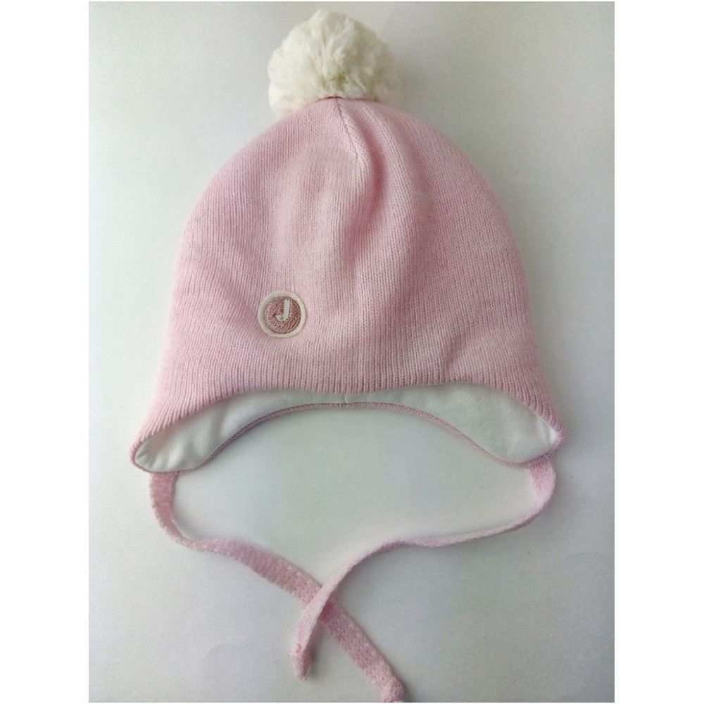 Зимняя вязаная шапка с помпоном, Розовая