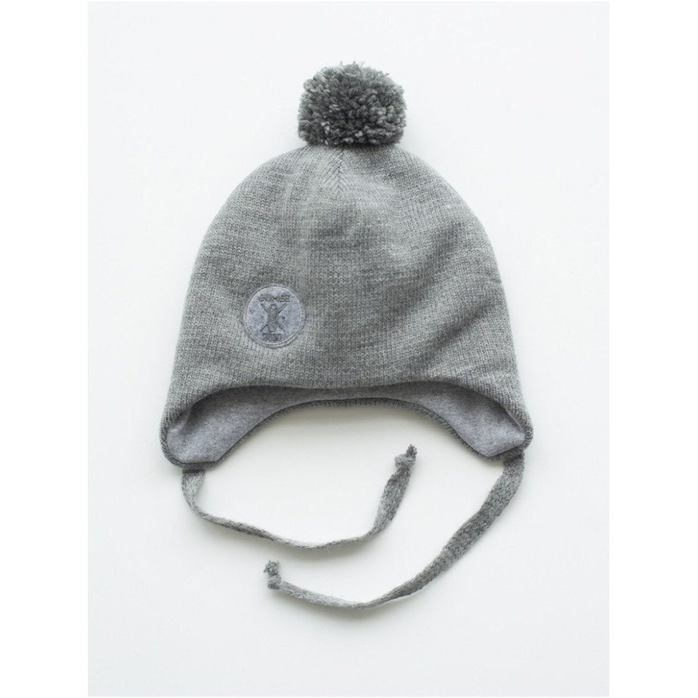 Зимняя вязаная шапка с помпоном, Серая