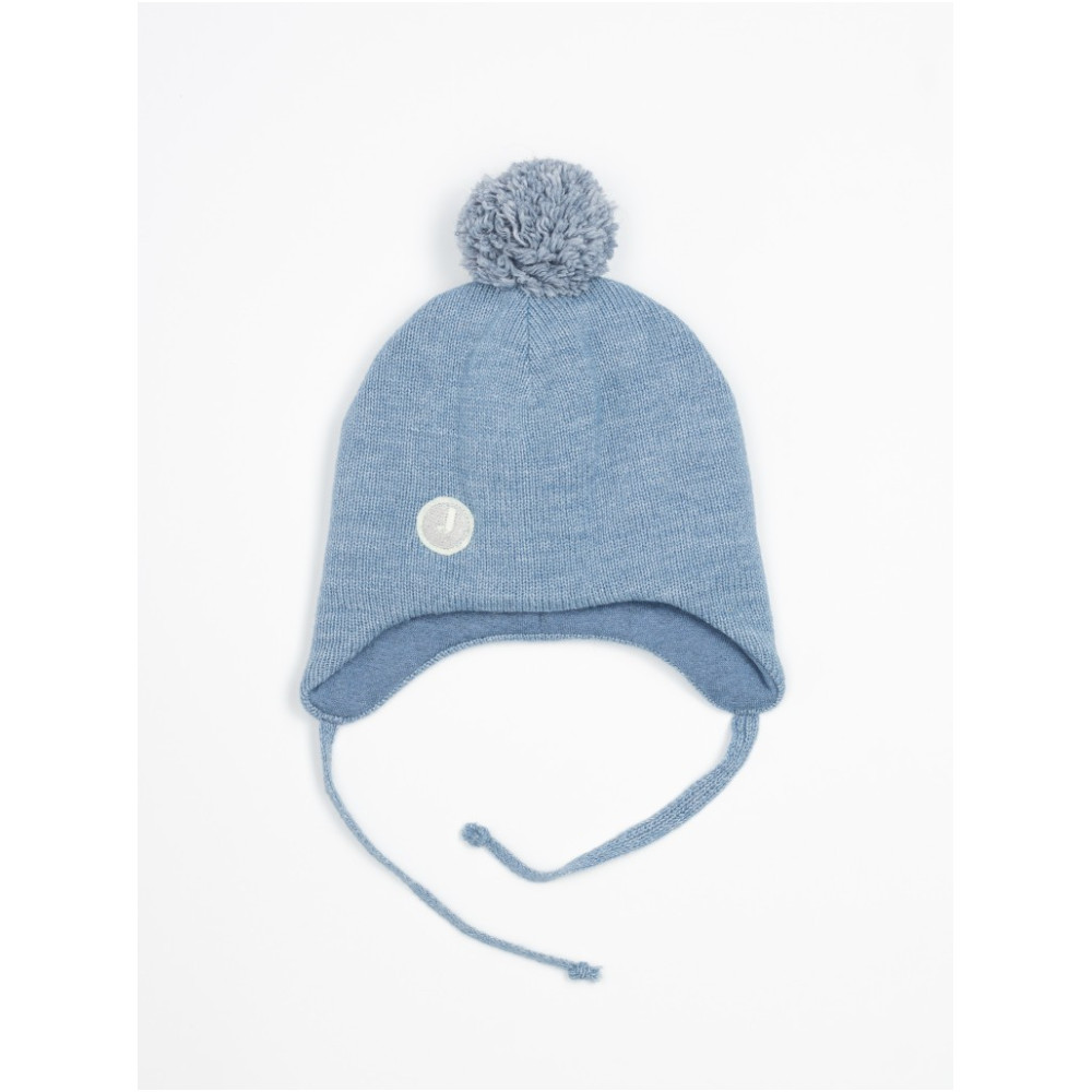 Зимняя вязаная шапка с помпоном, Деним