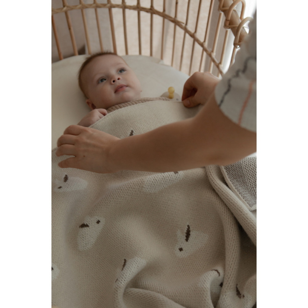 Вязаный плед "Rabbit", Бежевый