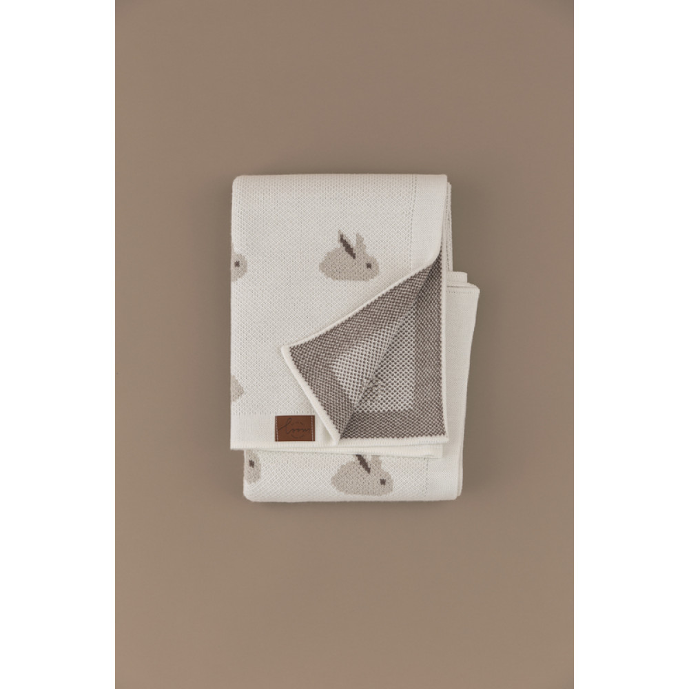 Вязаный плед "Rabbit", Молочный