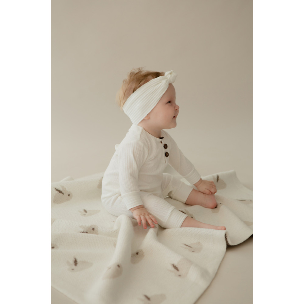 Вязаный плед "Rabbit", Молочный