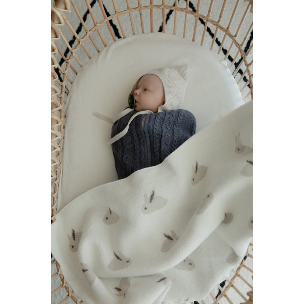 Вязаный плед "Rabbit", Молочный