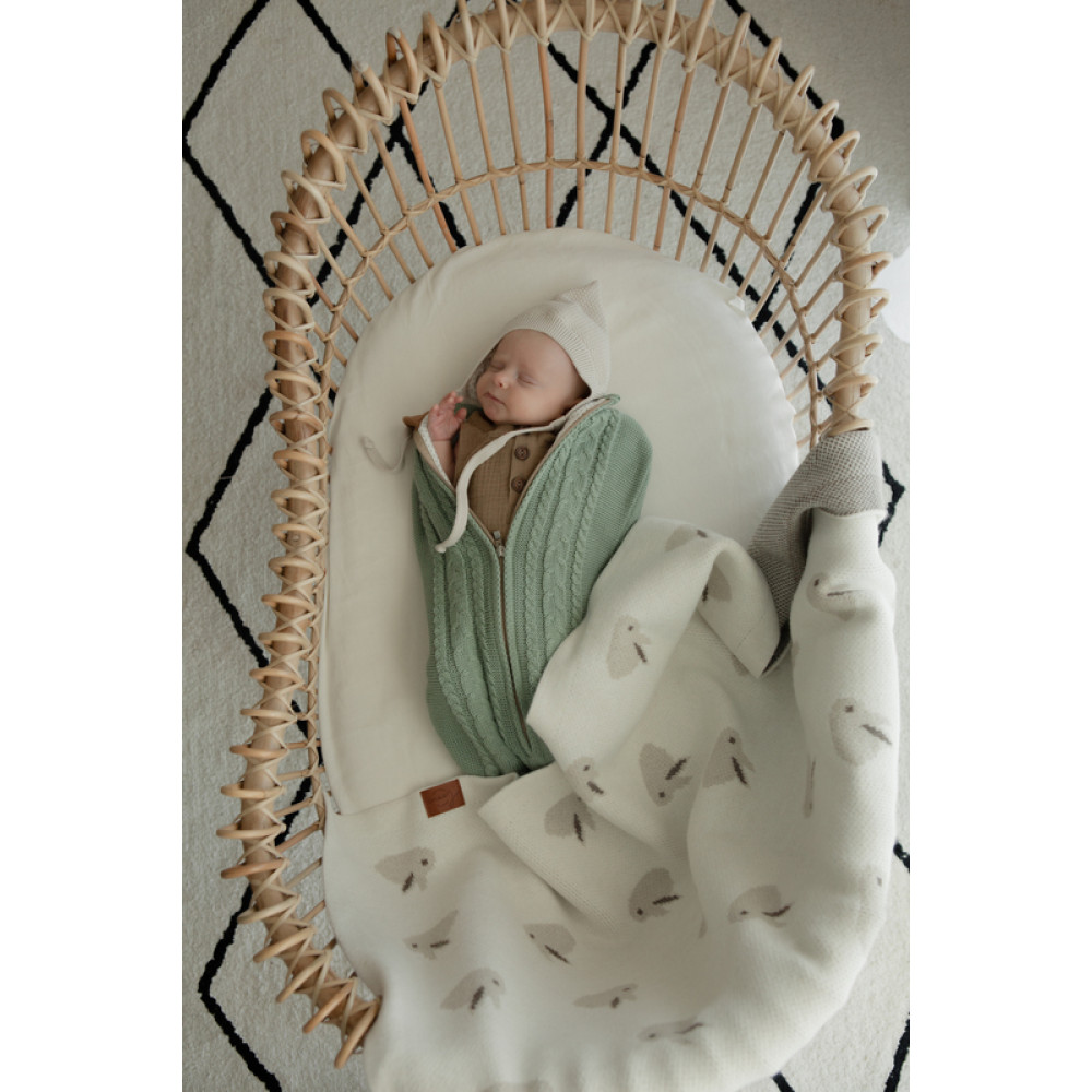 Вязаный плед "Rabbit", Молочный