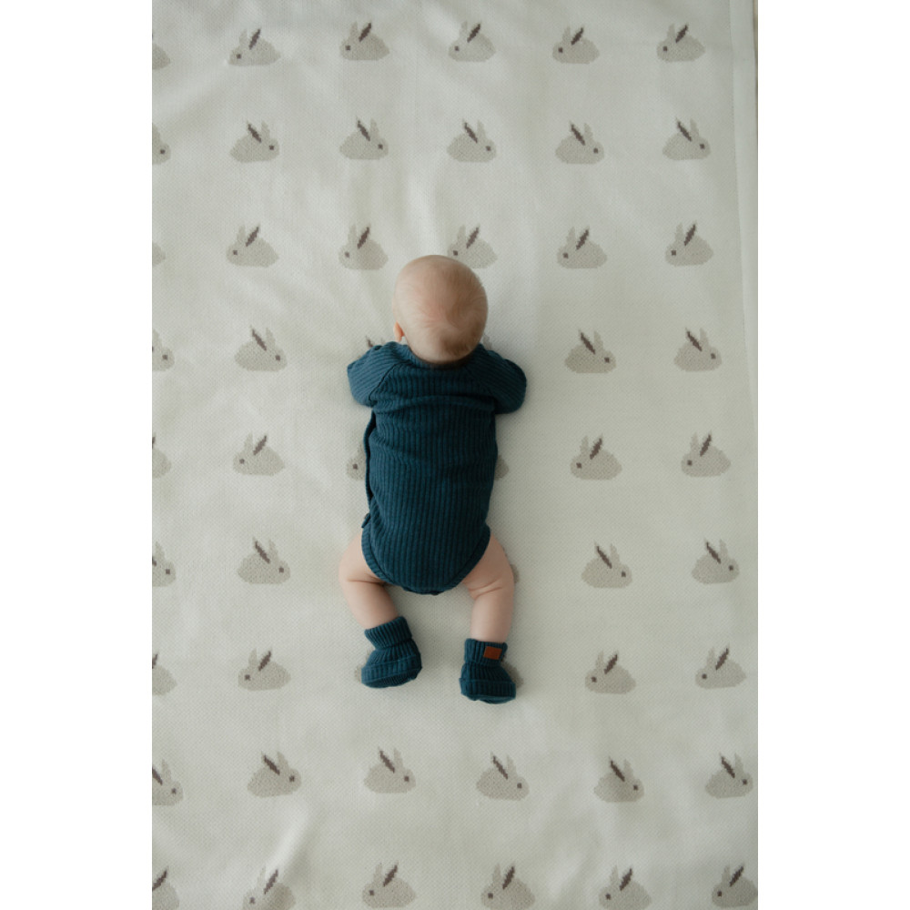 Вязаный плед "Rabbit", Молочный