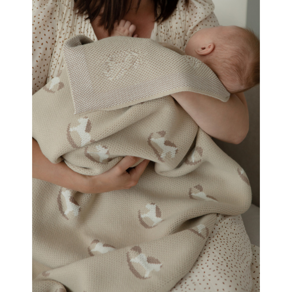 Вязаный плед "Little Horse", Бежевый