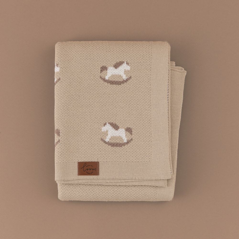 Вязаный плед "Little Horse", Бежевый