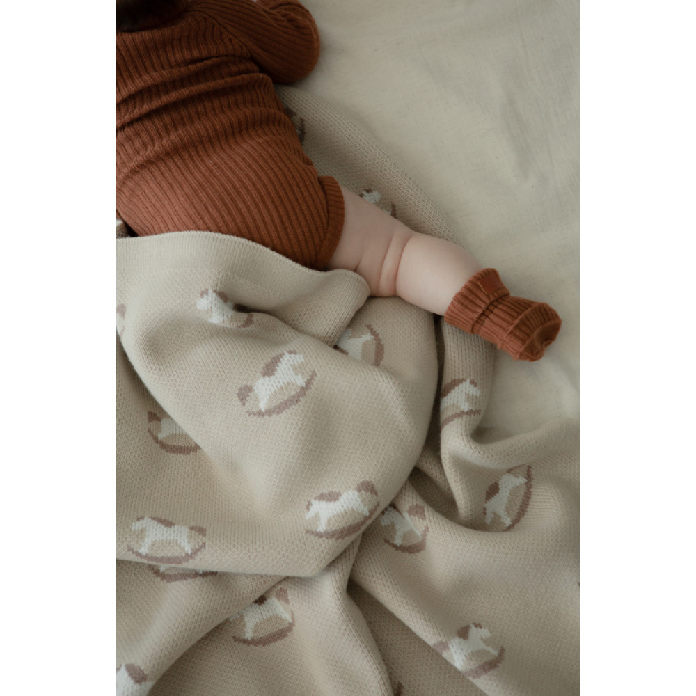 Вязаный плед "Little Horse", Бежевый