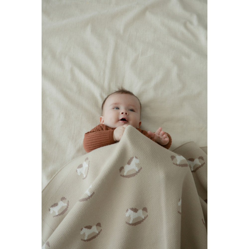 Вязаный плед "Little Horse", Бежевый