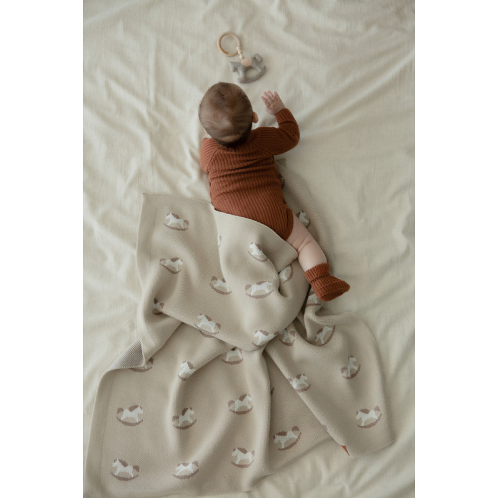 Вязаный плед "Little Horse", Бежевый