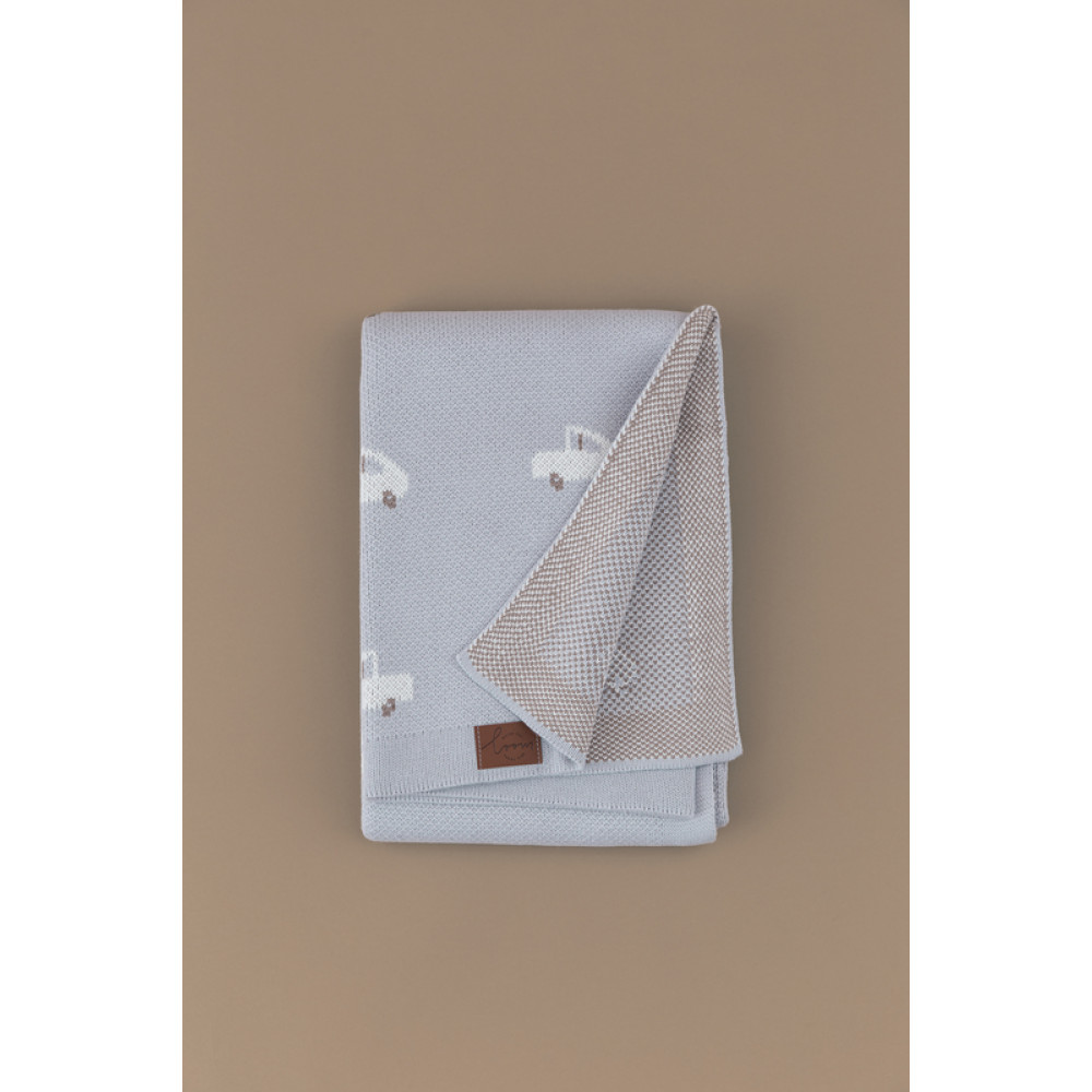 Вязаный плед "Baby Car", Голубой