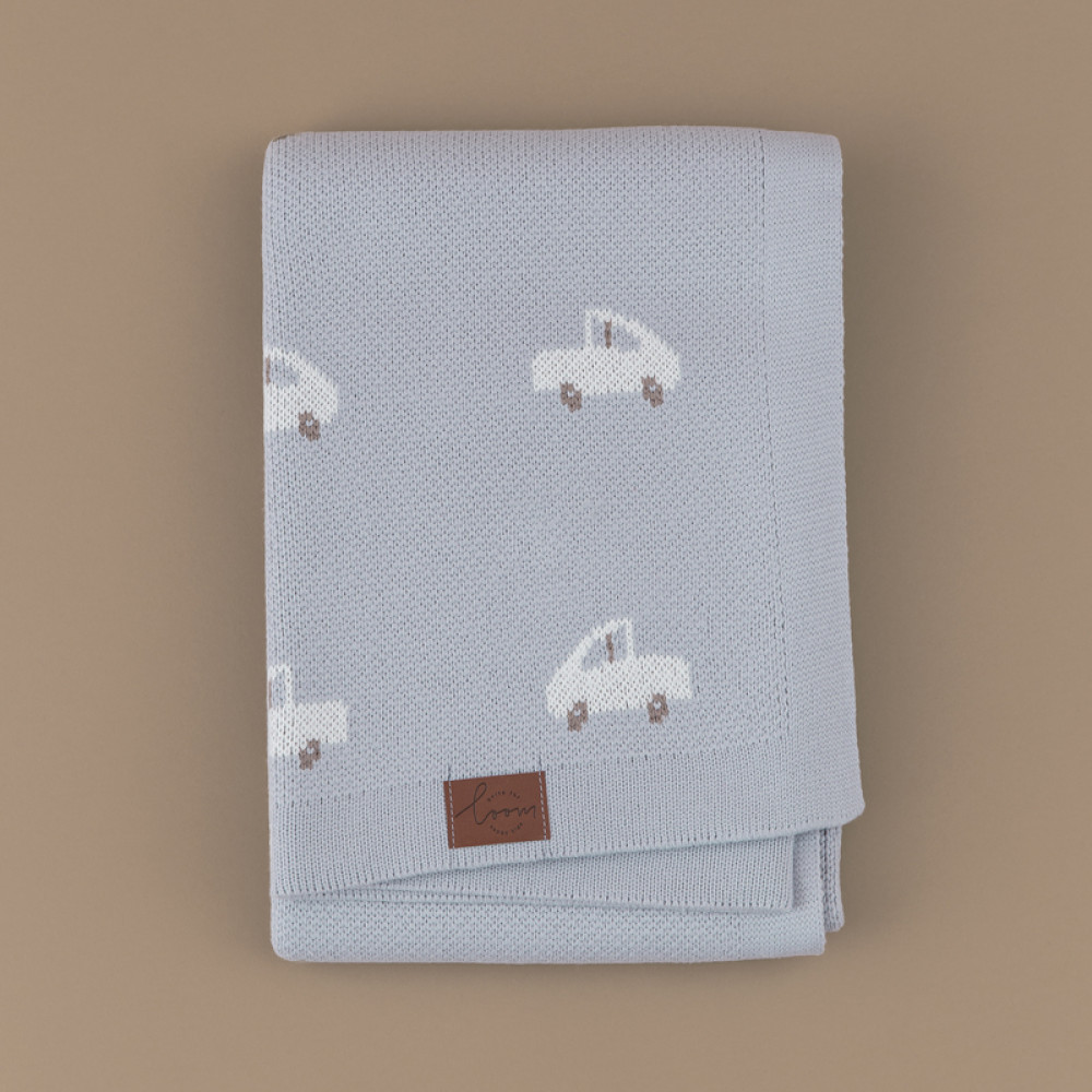 Вязаный плед "Baby Car", Голубой