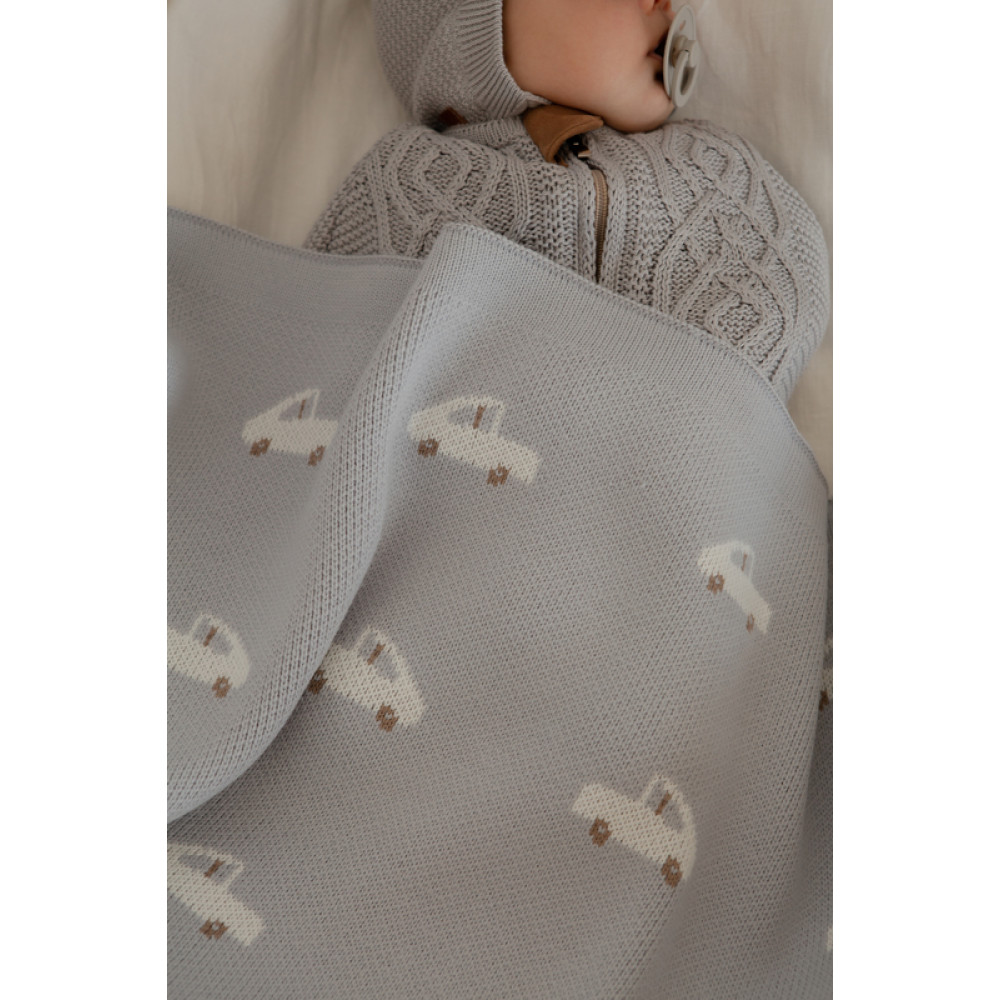 Вязаный плед "Baby Car", Голубой