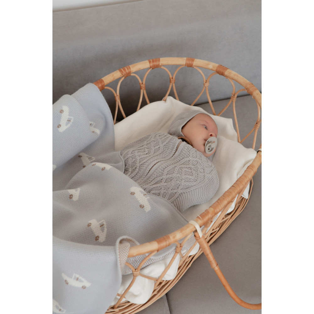 Вязаный плед "Baby Car", Голубой