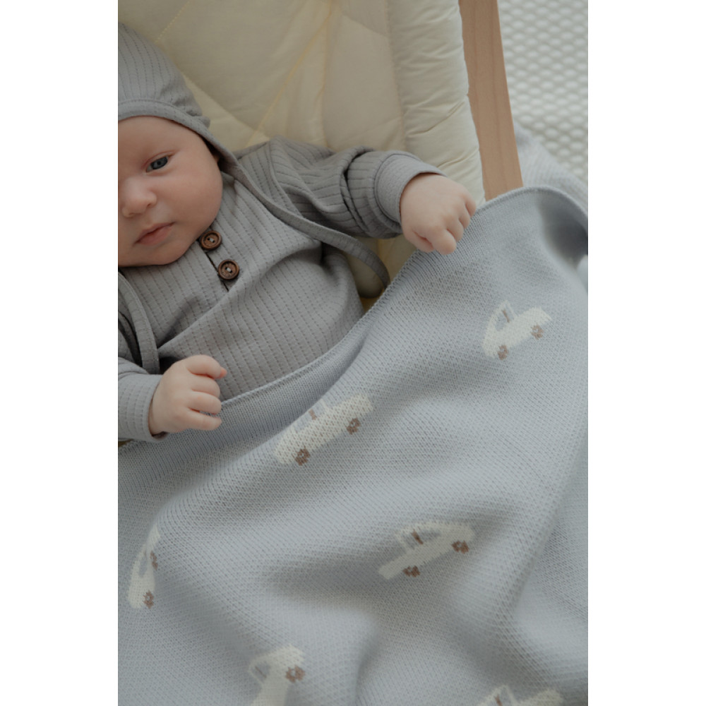 Вязаный плед "Baby Car", Голубой