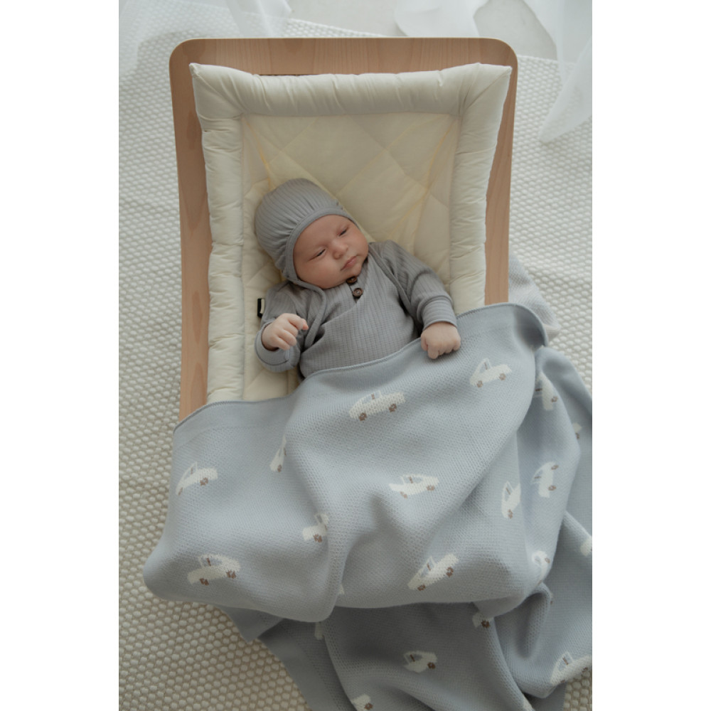 Вязаный плед "Baby Car", Голубой