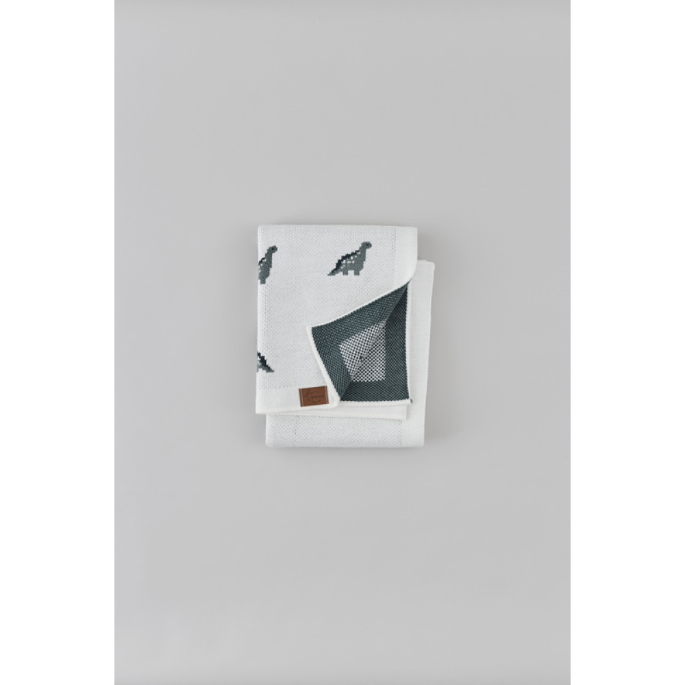 Вязаный плед "Mini Dino", Молочный