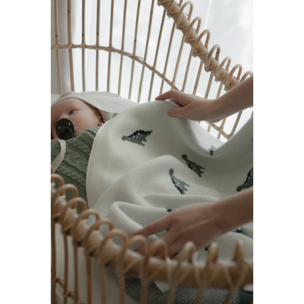 Вязаный плед "Mini Dino", Молочный