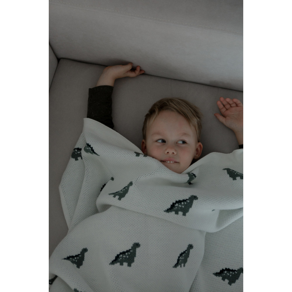 Вязаный плед "Mini Dino", Молочный