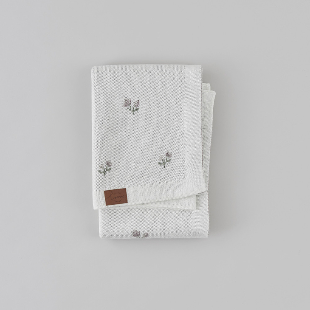 Вязаный плед "Bloom", Молочный