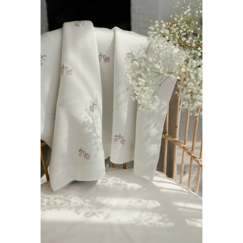 Вязаный плед "Bloom", Молочный