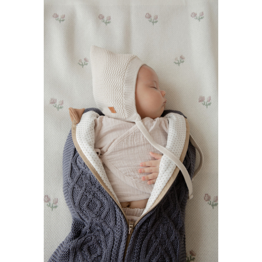 Вязаный плед "Bloom", Молочный