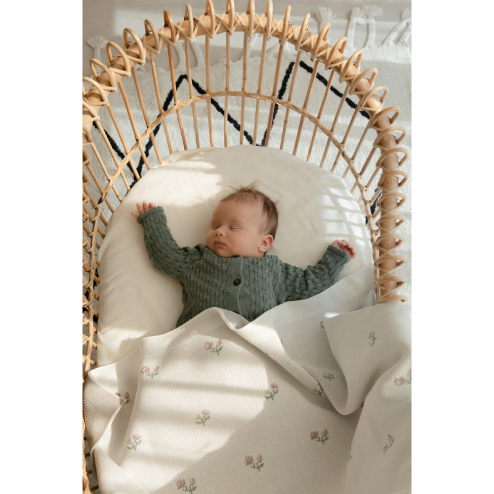 Вязаный плед "Bloom", Молочный