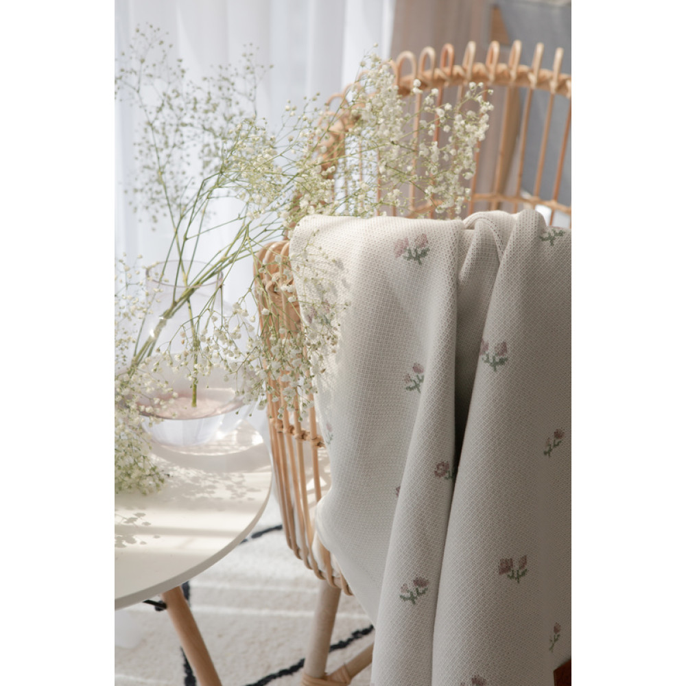 Вязаный плед "Bloom", Молочный