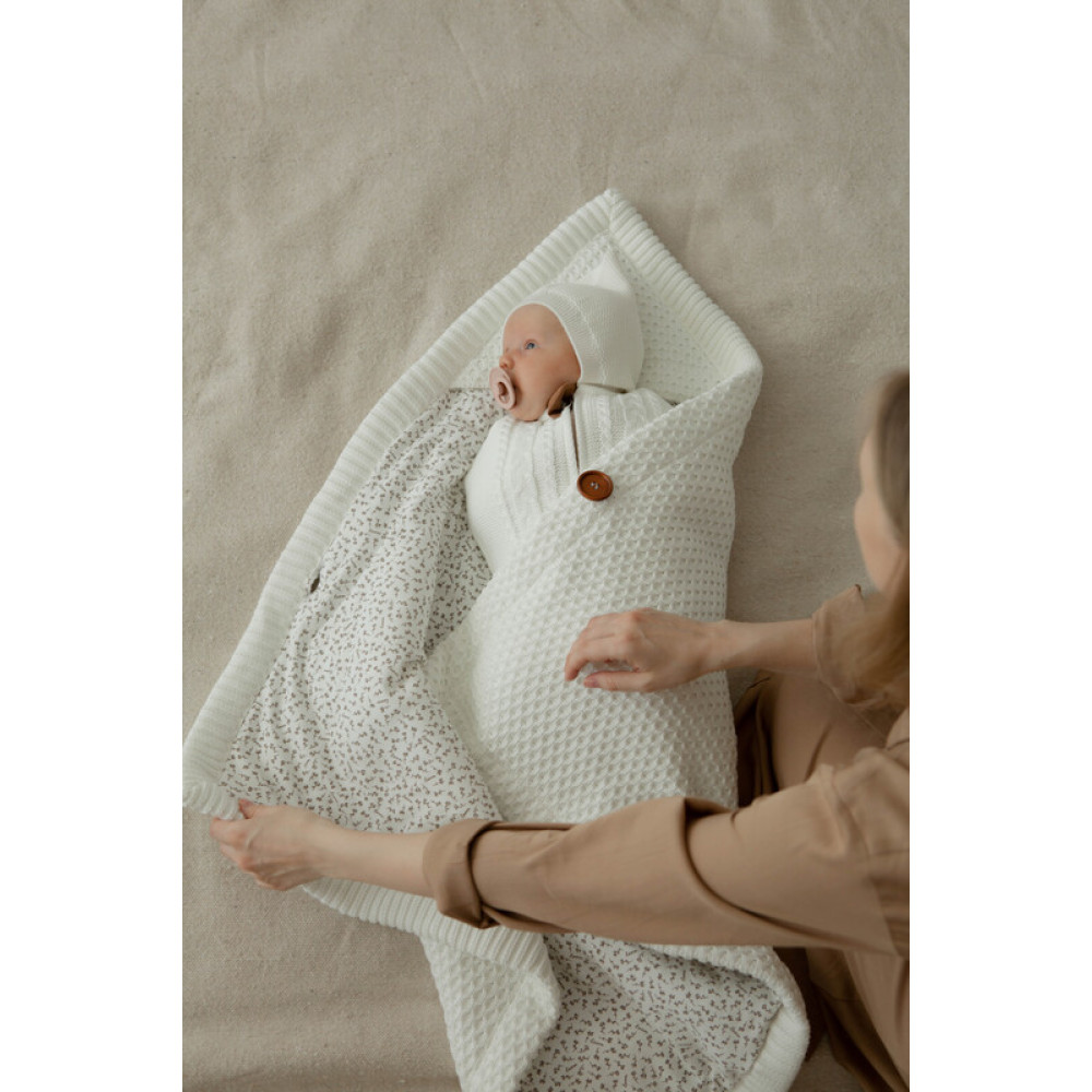 Демисезонный вязаный конверт-плед 2в1 "Universal", Молочный