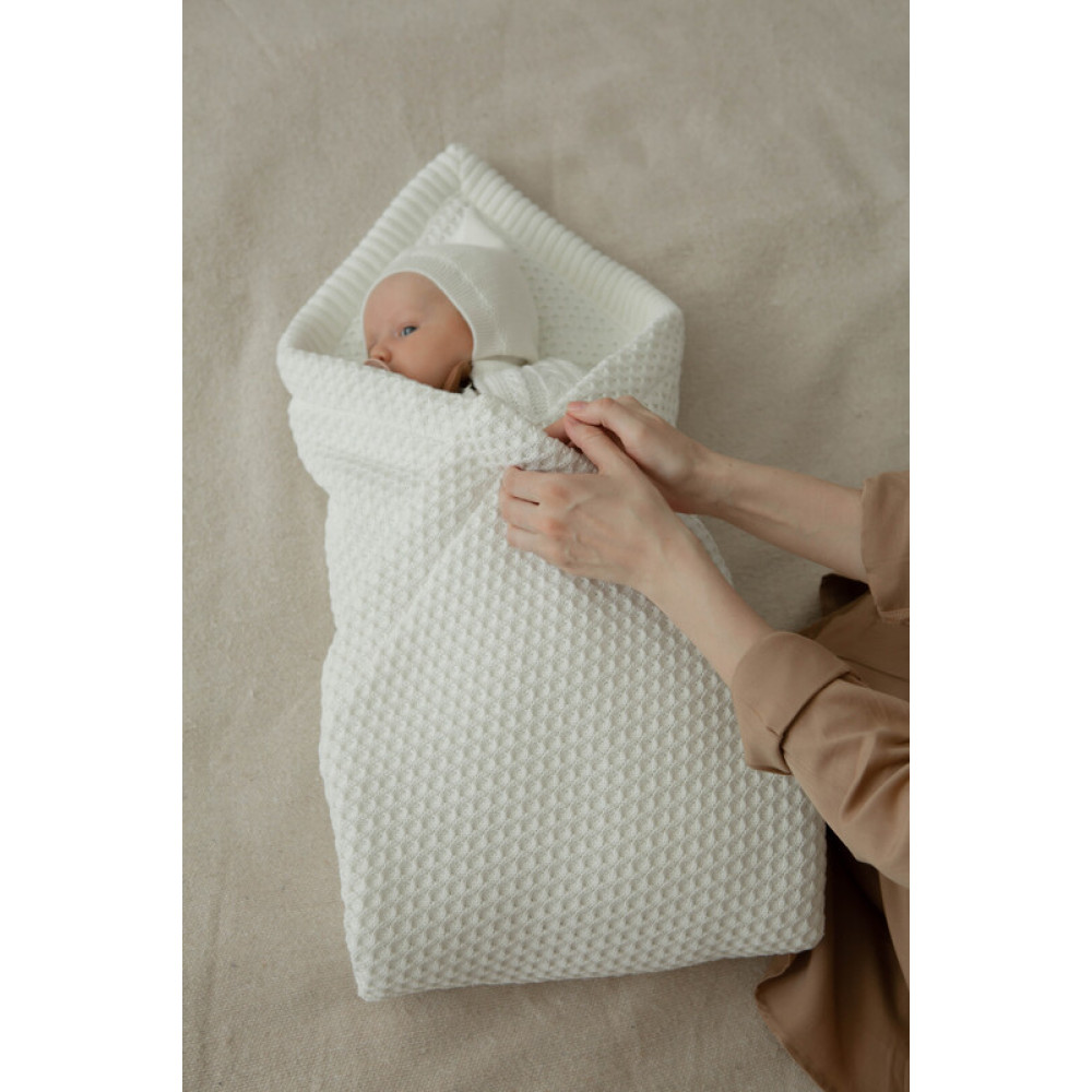 Демисезонный вязаный конверт-плед 2в1 "Universal", Молочный