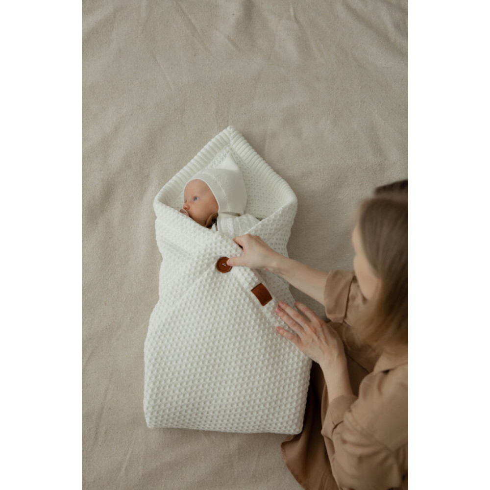 Демисезонный вязаный конверт-плед 2в1 "Universal", Молочный