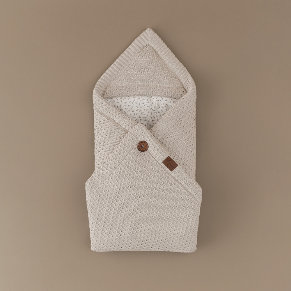 Демисезонный вязаный конверт-плед 2в1 "Universal", Топленое молоко