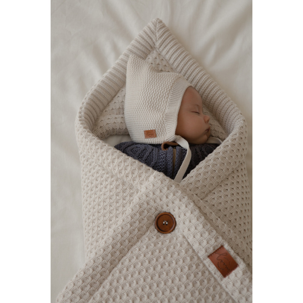 Демисезонный вязаный конверт-плед 2в1 "Universal", Топленое молоко