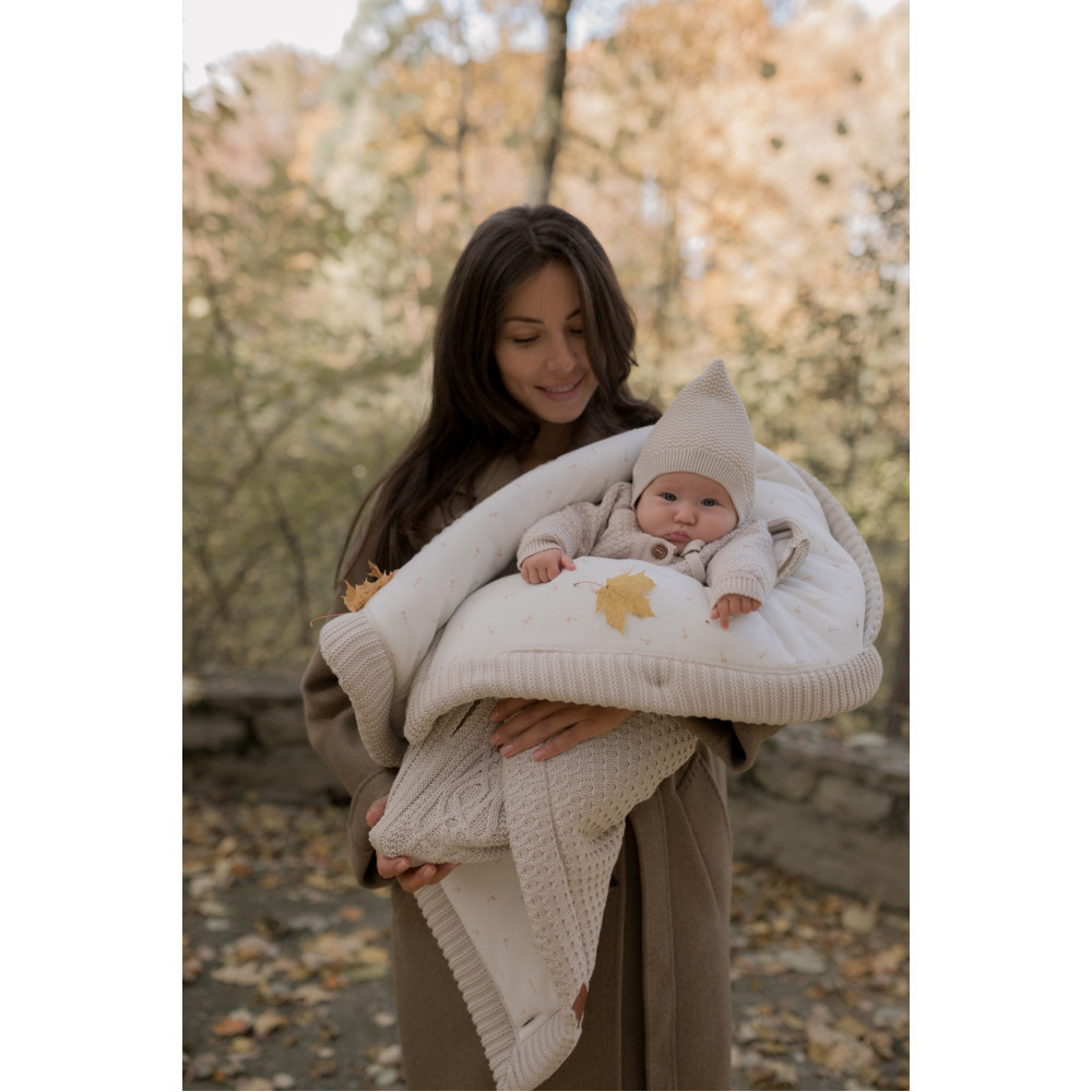 Демисезонный вязаный конверт-плед 2в1 "Universal", Топленое молоко