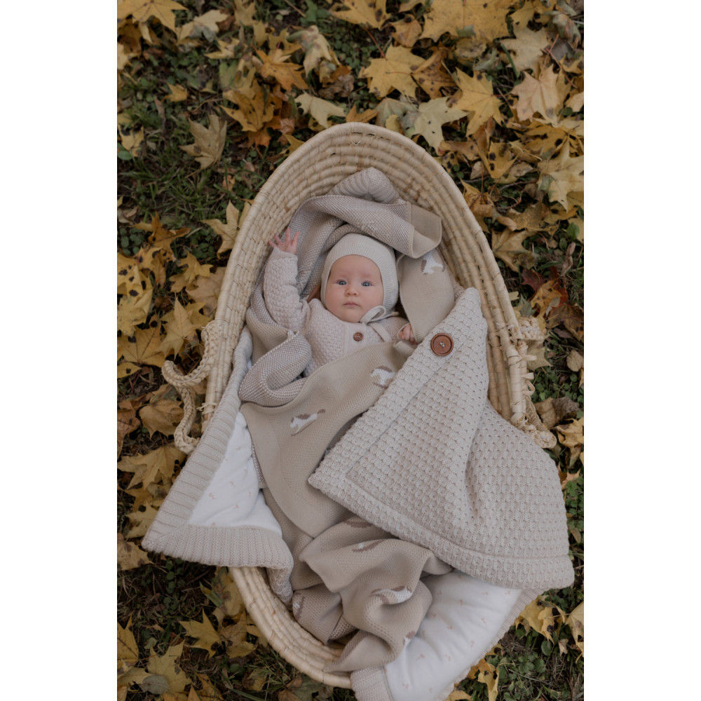 Демисезонный вязаный конверт-плед 2в1 "Universal", Топленое молоко