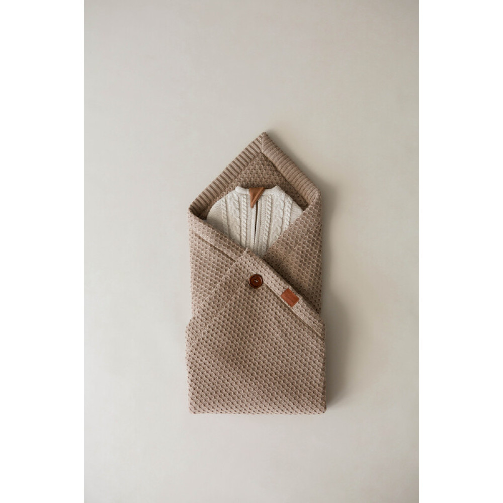 Демисезонный вязаный конверт-плед 2в1 "Universal", Капучино