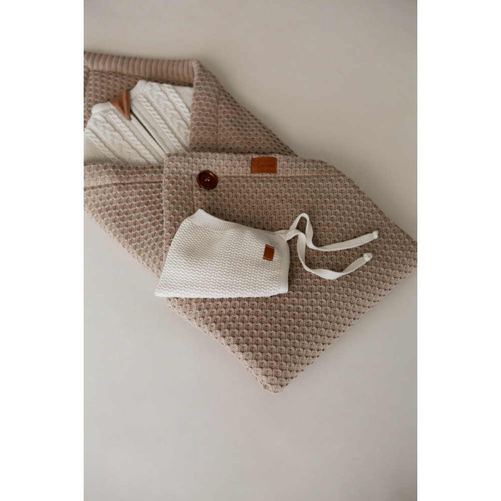 Демисезонный вязаный конверт-плед 2в1 "Universal", Капучино