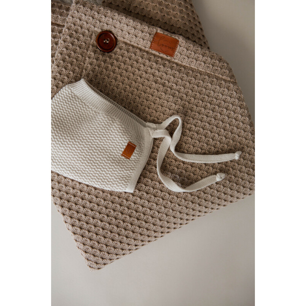 Демисезонный вязаный конверт-плед 2в1 "Universal", Капучино