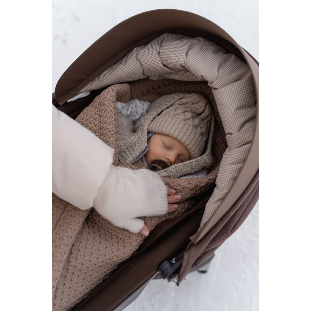 Демисезонный вязаный конверт-плед 2в1 "Universal", Капучино