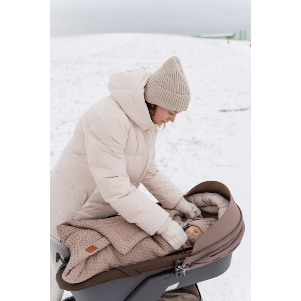 Демисезонный вязаный конверт-плед 2в1 "Universal", Капучино